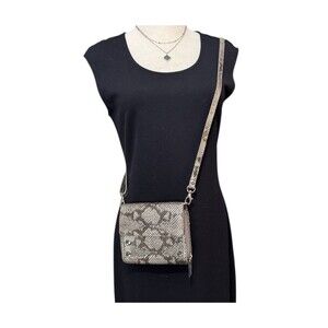 Hammitt Lucas Metallic Snakeskin Wallet Crossbody Clutch Silver